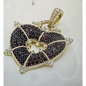 Judith Ripka  Gold Clad Sterling Silver Black Spinel Heart Pendant Enhancer